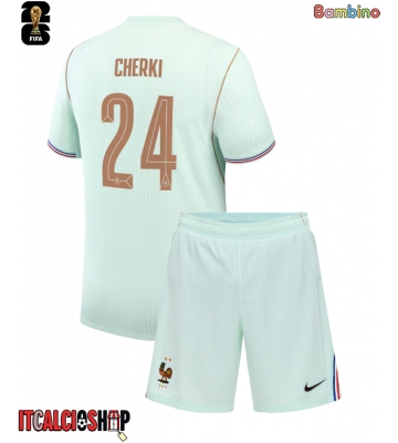 Francia Rayan Cherki #24 Seconda Maglia Bambino Mondiali 2026 Manica Corta (+ Pantaloni corti)
